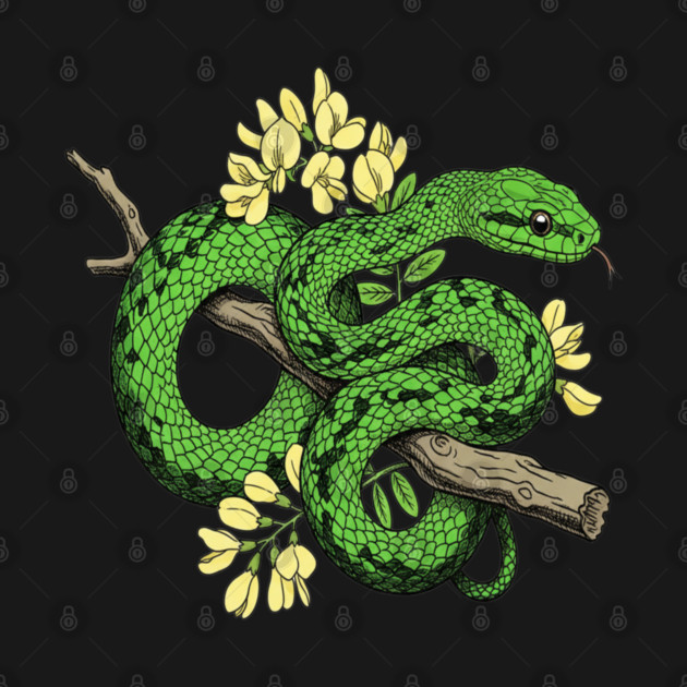 Boomslang with Yellow Acacia Blooms by BirdsnStuff