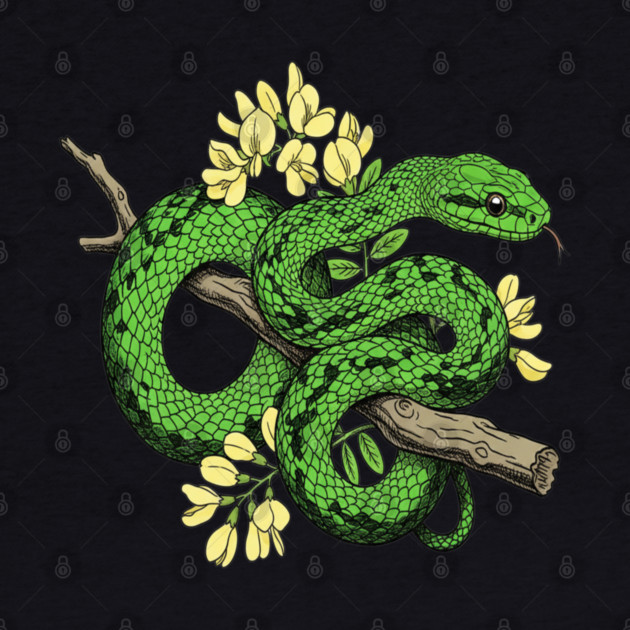 Boomslang with Yellow Acacia Blooms by BirdsnStuff