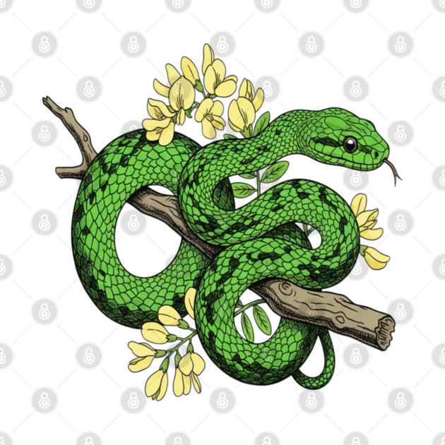 Boomslang with Yellow Acacia Blooms by BirdsnStuff