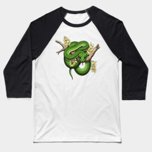 Green Boomslang with Yellow Blossoms Baseball T-Shirt