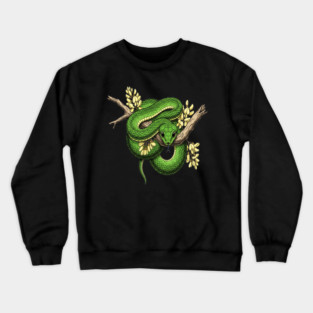 Green Boomslang with Yellow Blossoms Crewneck Sweatshirt