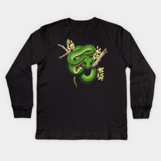 Green Boomslang with Yellow Blossoms Kids Long Sleeve T-Shirt