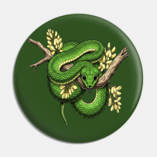 Green Boomslang with Yellow Blossoms Pin