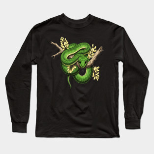 Green Boomslang with Yellow Blossoms Long Sleeve T-Shirt
