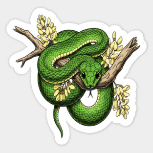 Green Boomslang with Yellow Blossoms Magnet