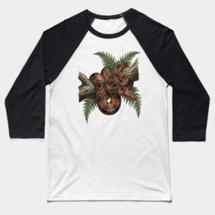 Rainbow Boa with Tropical Ferns Baseball T-Shirt