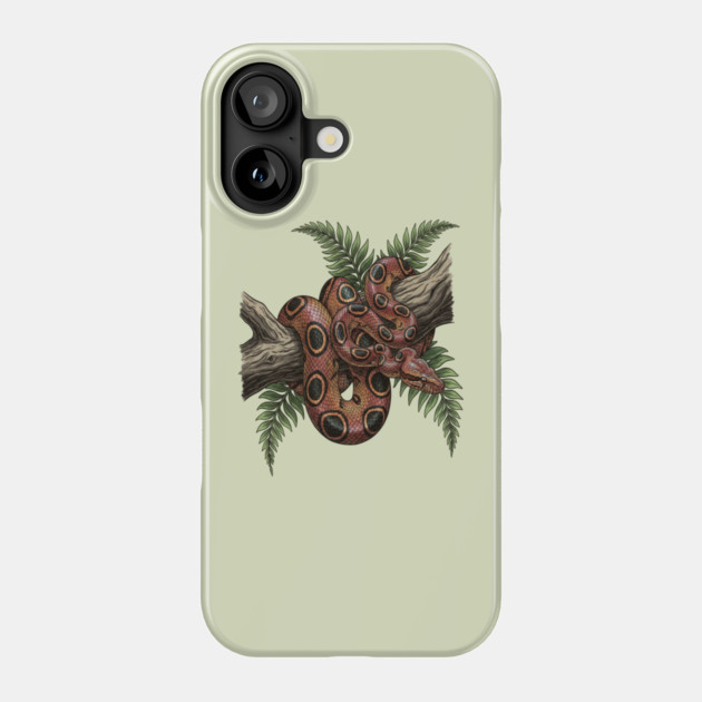Rainbow Boa with Tropical Ferns Phone Case by BirdsnStuff