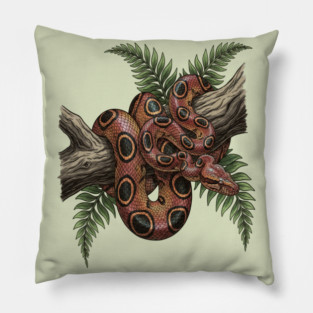 Rainbow Boa with Tropical Ferns Pillow