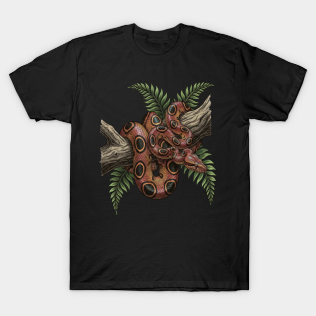 Rainbow Boa with Tropical Ferns T-Shirt by BirdsnStuff