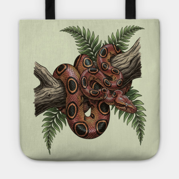 Rainbow Boa with Tropical Ferns Tote by BirdsnStuff