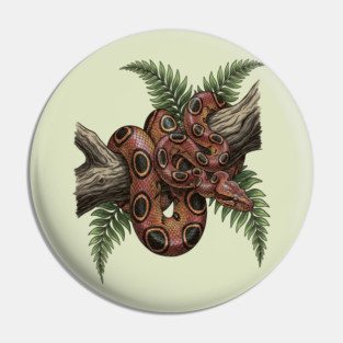 Rainbow Boa with Tropical Ferns Pin