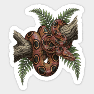 Rainbow Boa with Tropical Ferns Magnet