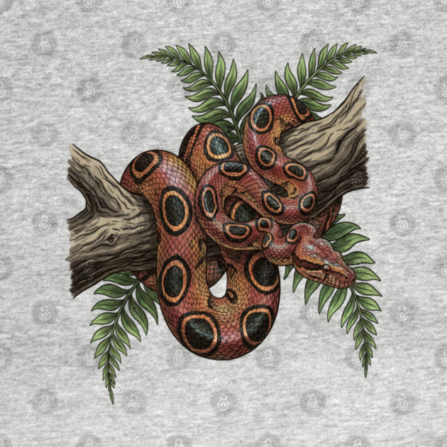 Rainbow Boa with Tropical Ferns by BirdsnStuff