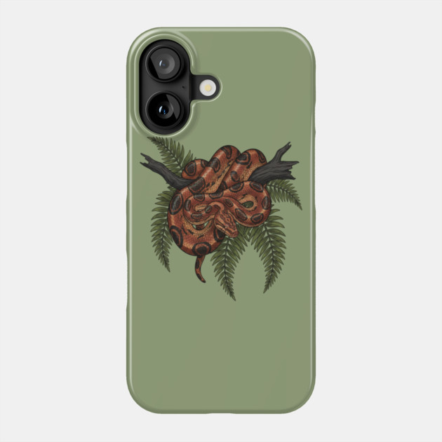Rainbow Boa with Deep Jungle Ferns Phone Case by BirdsnStuff