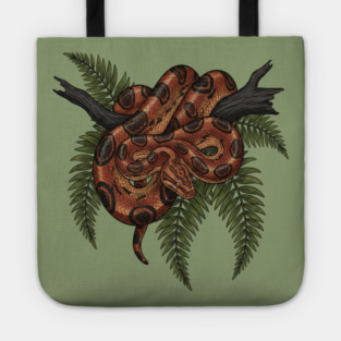Rainbow Boa with Deep Jungle Ferns Tote