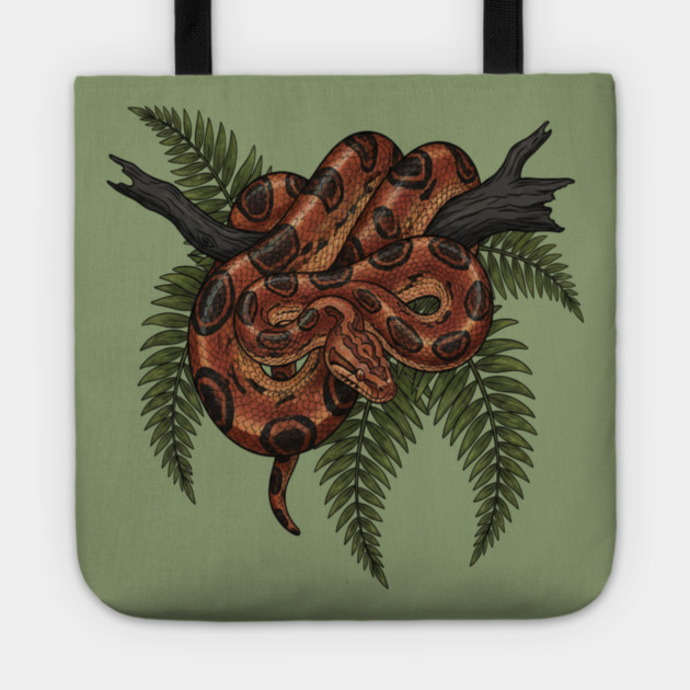 Rainbow Boa with Deep Jungle Ferns Tote by BirdsnStuff