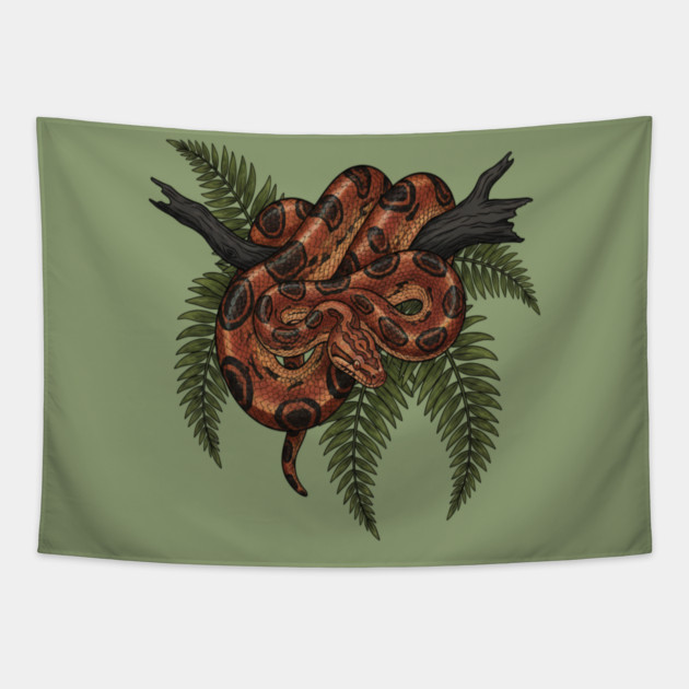 Rainbow Boa with Deep Jungle Ferns Tapestry by BirdsnStuff