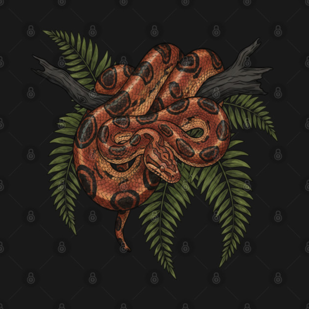 Rainbow Boa with Deep Jungle Ferns by BirdsnStuff