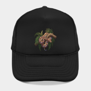 Iridescent Rainbow Boa with Ferns Hat