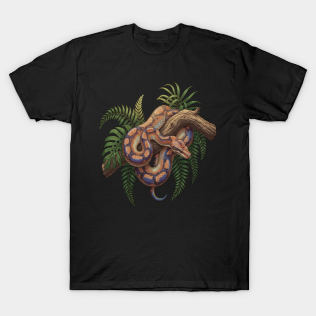 Iridescent Rainbow Boa with Ferns T-Shirt by BirdsnStuff