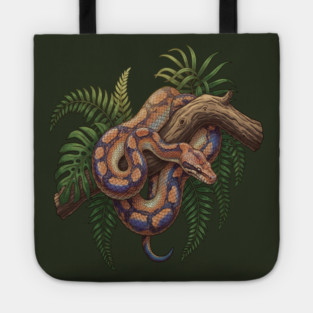 Iridescent Rainbow Boa with Ferns Tote