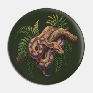 Iridescent Rainbow Boa with Ferns Pin