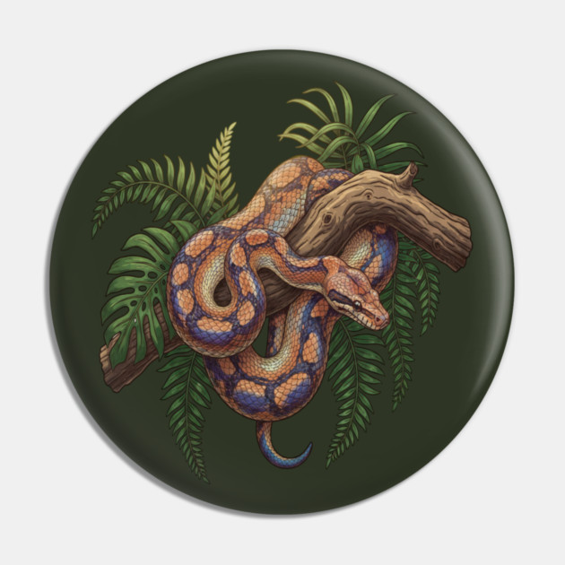 Iridescent Rainbow Boa with Ferns Pin by BirdsnStuff