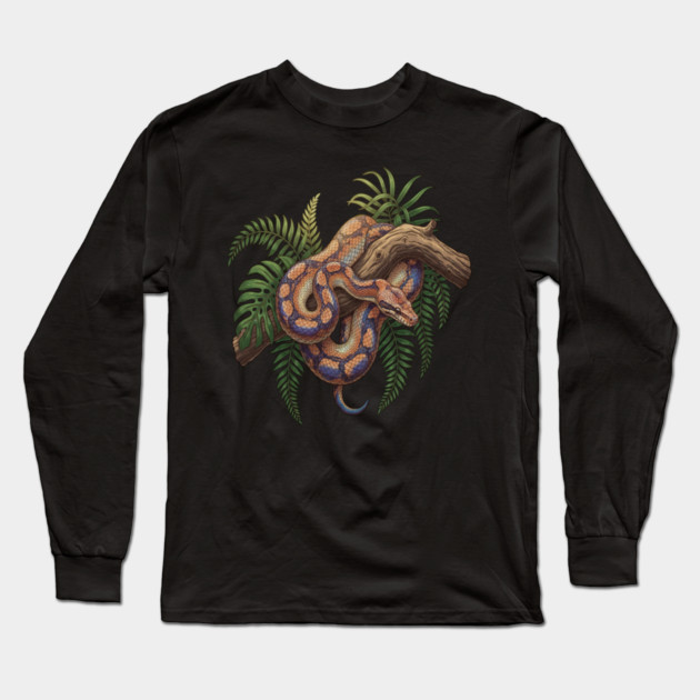 Iridescent Rainbow Boa with Ferns Long Sleeve T-Shirt by BirdsnStuff