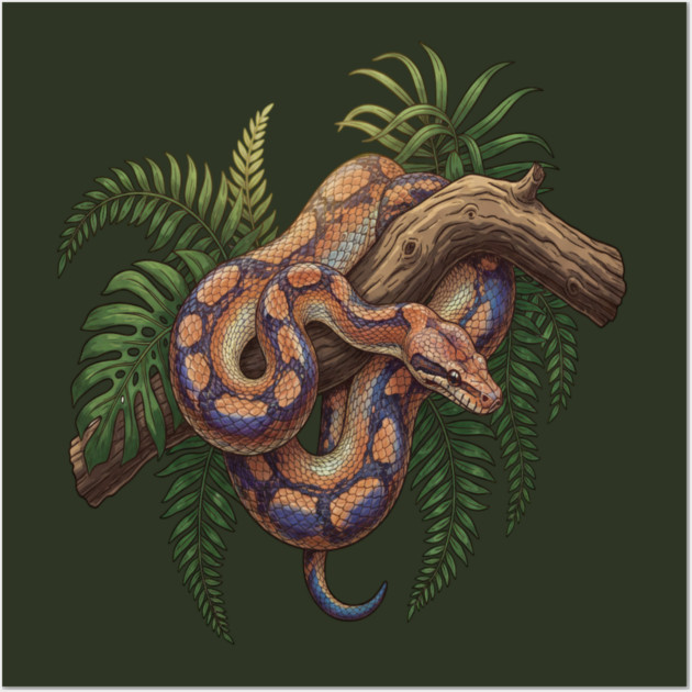 Iridescent Rainbow Boa with Ferns Wall Art by BirdsnStuff