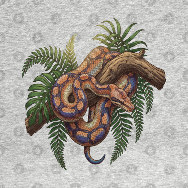 Iridescent Rainbow Boa with Ferns by BirdsnStuff