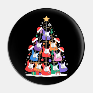Guitar Christmas Tree Lights Funny Xmas Guitar Lover Pin