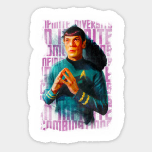 Spock Contemplating IDIC Distressed Sticker