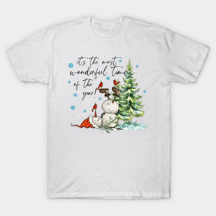 Snowman Falling Christmas Winter Scene Design For Holiday Cheer T-Shirt