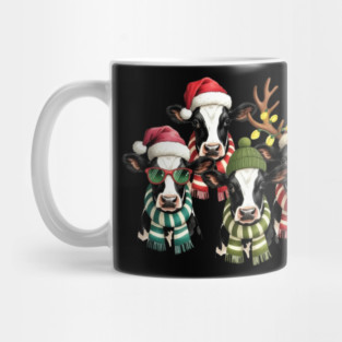 Cow Reindeer Hat Santa Christmas Lights Funny Cow Christmas Mug