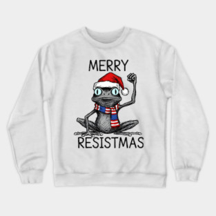 Merry Resistmas - Patriotic Frog Graphic Crewneck Sweatshirt
