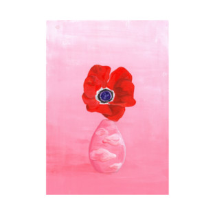 Red flower and pink cloud vase T-Shirt