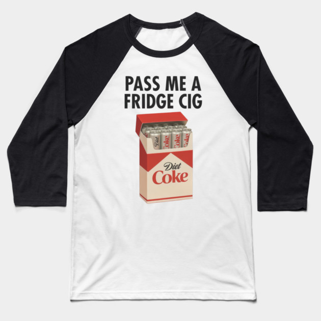 Diet Coke Fridge Cig – Vintage Pack Parody Graphic Baseball T-Shirt by Shit Post Hero