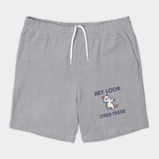 Hey Look Over There T-Shirt - Funny Sarcastic Cat Meme Tee Shorts