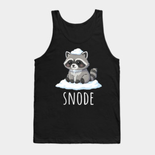 Adorable little snowed-on raccoon saying "snode" Tank Top