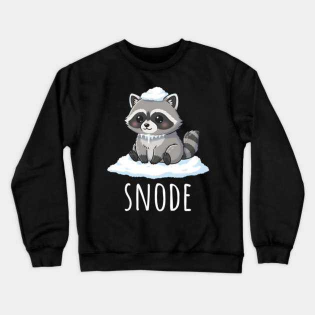 Adorable little snowed-on raccoon saying "snode" Crewneck Sweatshirt by Luxinda