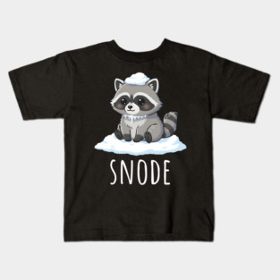 Adorable little snowed-on raccoon saying "snode" Kids T-Shirt
