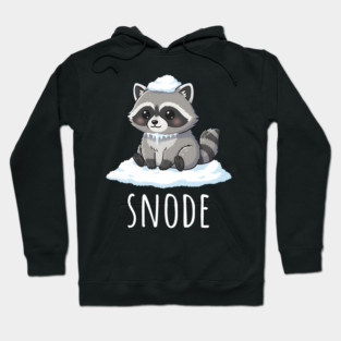 Adorable little snowed-on raccoon saying "snode" Hoodie