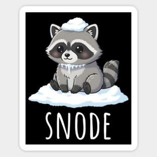 Adorable little snowed-on raccoon saying "snode" Magnet