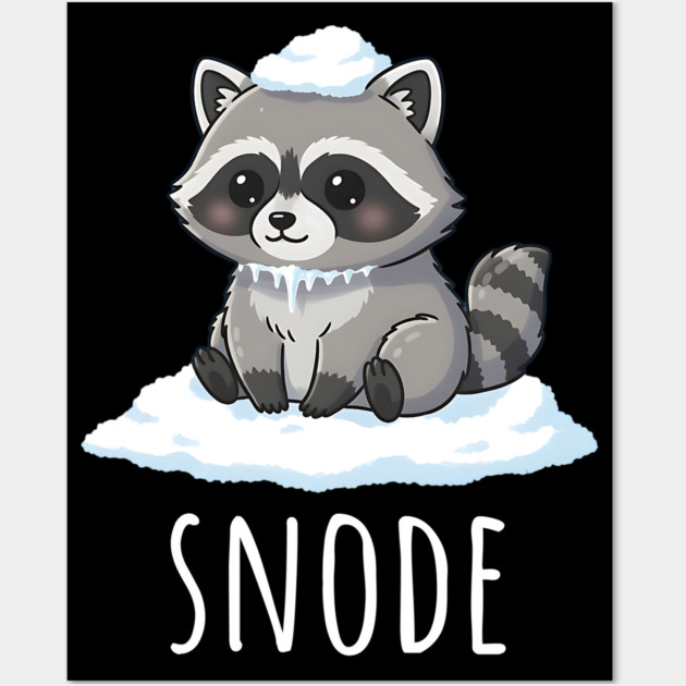 Adorable little snowed-on raccoon saying "snode" Wall Art by Luxinda