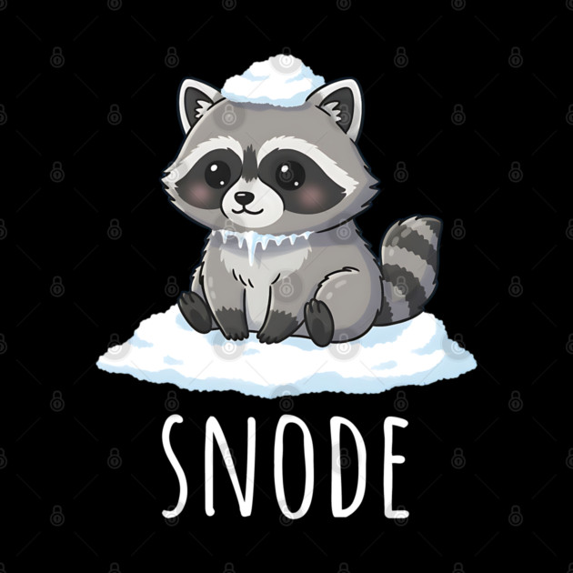 Adorable little snowed-on raccoon saying "snode" by Luxinda