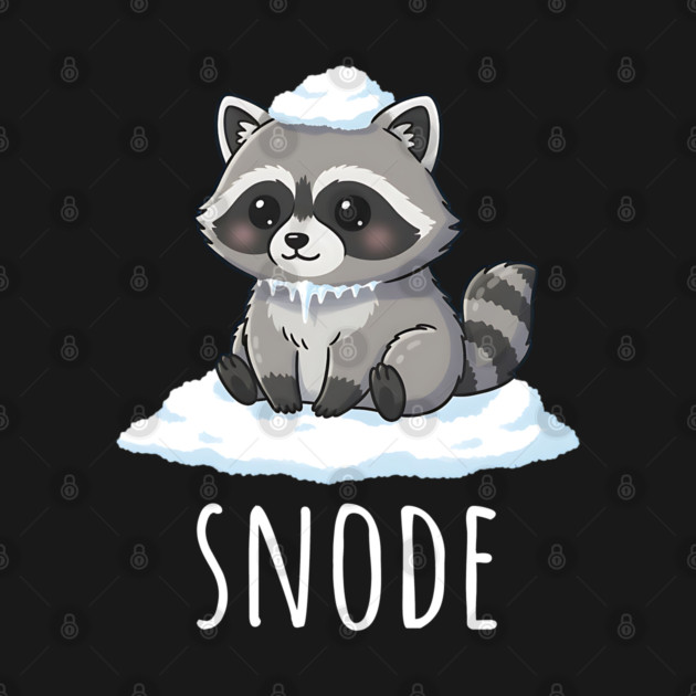 Adorable little snowed-on raccoon saying "snode" by Luxinda