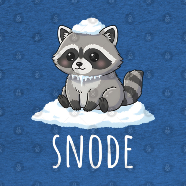 Adorable little snowed-on raccoon saying "snode" by Luxinda