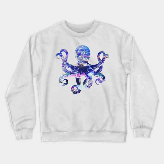 Octopus silhouette filled with colorful ocean life Crewneck Sweatshirt by Luxinda
