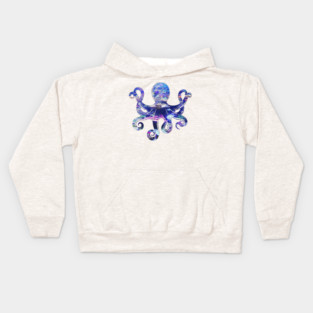 Octopus silhouette filled with colorful ocean life Kids Hoodie