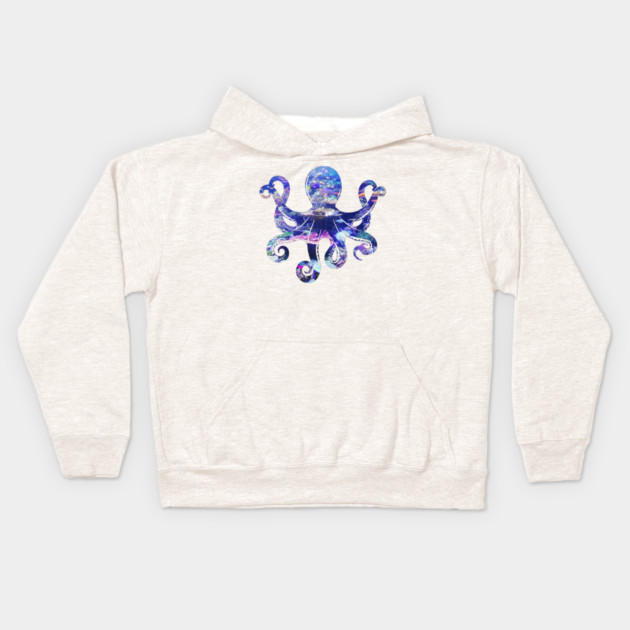 Octopus silhouette filled with colorful ocean life Kids Hoodie by Luxinda